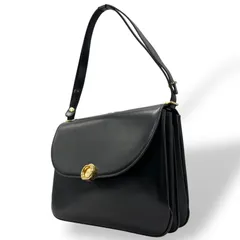 バリー BALLY ショルダーバッグ ヴィンテージ レザー 黒 ブラック 金金具 ゴールド金具 3層 フラップ 高級感 C3