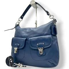 コーチ COACH パーク レザー ホーボー F23531 2WAY ショルダーバッグ ハンドバッグ 斜め掛け可 本革 ネイビー 紺 ブルー ダブルポケット シルバー金具 レディース 肩掛け ワンショルダー A4収納可 通勤 通学 鞄 カバン s38