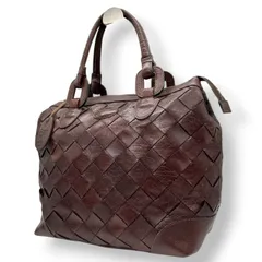 美品 イビザ IBIZA ハンドバッグ ミニボストン メッシュレザー イントレチャート 編み込み レザー 本革 ブラウン 茶色 ロゴ 肩掛け可 日本製 ナチュラル クラシック エレガント レディース 鞄 カバン 大容量 U5