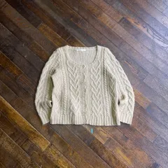 2010s ehka sopo Knit Cardigan / Natural Girly Mori Girl China Mohair Blend Free