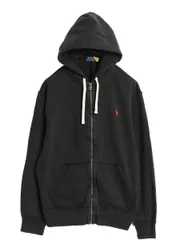 【お得なクーポン配布中!】 ポロ ラルフローレン フルジップ スウェット フード パーカー メンズ L 程/ トレーナー 裏起毛 ヘビーウェイト ワンポイント シンプル 黒