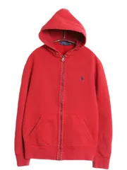 【お得なクーポン配布中!】 ポロ ラルフローレン フルジップ スウェット フード パーカー メンズ M / トレーナー 裏起毛 ヘビーウェイト ワンポイント シンプル レッド