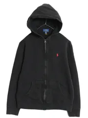 【お得なクーポン配布中!】 ポロ ラルフローレン フルジップ スウェット フード パーカー キッズ XL メンズ S レディース M 古着 トレーナー 裏起毛 ワンポイント 黒