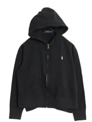 【お得なクーポン配布中!】 ポロ ラルフローレン フルジップ スウェット フード パーカー レディース M 古着 トレーナー 裏起毛 ワンポイント シンプル カジュアル 黒