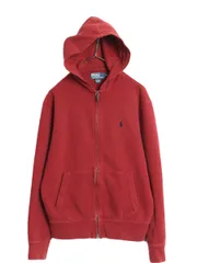 【お得なクーポン配布中!】 90s ポロ ラルフローレン リブ編み コットン ニット フード パーカー メンズ M / オールド フルジップ スウェット セーター ワンポイント