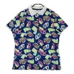 サイズ：LL FILA GOLF フィラゴルフ  半袖ポロシャツ ロゴ総柄 ネイビー系 [240101623770] ゴルフウェア レディース ストスト