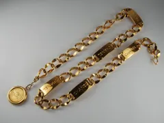 【USED/B】CHANELシャネル チェーンベルト コインモチーフ ゴールドカラー