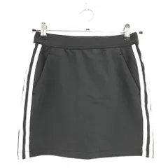 【超美品】アディダス スカート ダークグレー×白 3ライン ストレッチ 内側インナーパンツ レディース S ゴルフウェア adidas