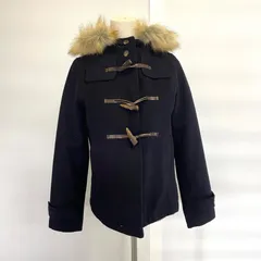 【k-43】 earth music & ecology ネイビー　ダッフルコート　フード付き　トグルボタン仕様　Sサイズ