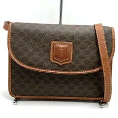 【お値下げしました！】CELINE セリーヌ M11 マカダム ショルダーバッグ PVC レザー ブラウン レディース メンズ ファッション ヴィンテージ USED