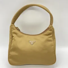 【お値下げしました！】PRADA プラダ ハンドバッグ アクセサリーポーチ ナイロン ベージュ レディース メンズ ヴィンテージ ファッション プレゼント USED