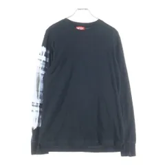 DIESEL (ディーゼル) T-JUST-LS-SLITS-N2 アームフロッキープリント ロングスリーブ 長袖Tシャツカットソー ブラック A12272