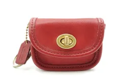 オールド コーチ ヴィンテージ ターンロック ミニポーチ チャーム キーホルダー リング コインケース レザー 赤 レッド COACH 5112k