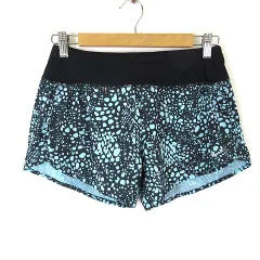 ナイキ NIKE ショートパンツ ランニング 総柄 配色 ロゴ ドライフィット S 水色 ライトブルー 黒 ブラック スポーツウエア