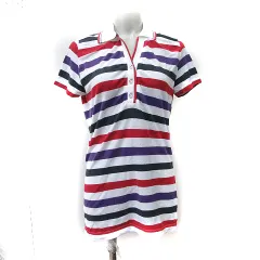 ミズノ MIZUNO GOLF ポロシャツ 鹿の子 ボーダー 半袖 M マルチカラー /YI