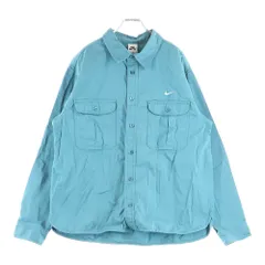 NIKE SB (ナイキエスビー) WOVEN SKATE L/S BD SHIRT 胸ロゴエンブロイダリー ウーブンスケート 長袖ボタンダウンシャツ ブルー DQ6288-379のサムネイル