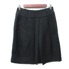 ヘンリーコットンズ HENRY COTTON'S 台形スカート ミモレ ロング ウール 40 L 黒 ブラック /YI