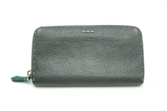 フェンディ セレリア ラウンドファスナー 長財布 7M0210 ステッチ ロゴ Unisex メンズ レザー 灰色 グレー FENDI 5232k