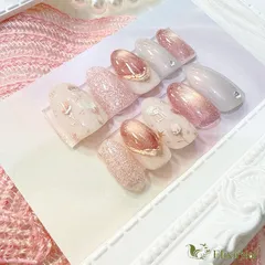【現品】ネイルチップ　チューリップ　ピンク　花柄