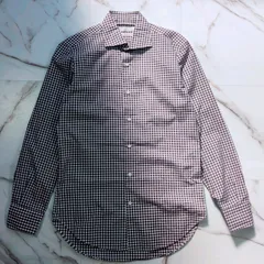 URBAN RESEARCH DOORS × THOMAS MASON ホリゾンタルカラー ギンガムチェック L/Sシャツ 39(M) ホワイト･ネイビー･ブラウン