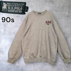 90s U.S.POLO ASSN. スウェット L グレー USA 刺繍 霜降り 落ち感 綿100 裏毛 ヴィンテージ