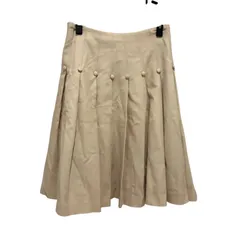  Keita プリーツスカート レディース ベージュカラー　フレア ボタン　上品 レトロ【Z1790】