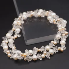 Q522 バロックパール 淡水真珠 水晶 ネックレス デザイン シルバー 6月誕生石