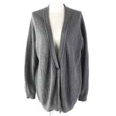 【ドンドン見直し】極美品△HERMES エルメス 97-7704 ウール100％ H柄 セリエボタン ロングニット カーディガン グレー 40 イタリア製 正規品 レディース