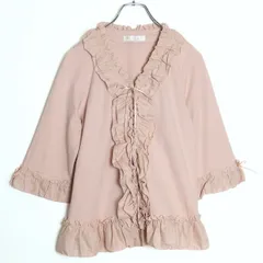 【美品】ピンクハウス★ローンフリルたっぷり♪カットソーカーディガン サイズM ピンク系 サテンリボンも♪無地 z17923