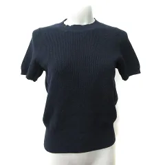 レイビームス Ray Beams ニット カットソー リブ 半袖 紺 ネイビー /YI