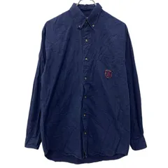 Bugle Boy Company 長袖 無地シャツ M ネイビー ビューグルボーイ ボタンダウン ボタン 胸ポケット ワンポイント刺繍 春秋物 a802-5596
