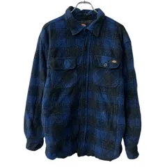 Dickies シャツジャケット M ブルー ブラック ディッキーズ チェック ボタン 胸ポケット 裏地キルティング 秋冬物 a802-5607