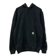 carhartt プリントスウェット パーカー S ブラック カーハート プルオーバー アームプリント フーディー スウェット 秋物 a802-5638