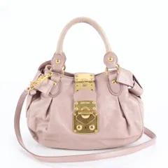 美品 ミュウミュウ サイドリボン レザー 2WAY ショルダーバッグ 斜め掛け ハンド 本革 ピンク レディース EWM DN2-9【中古】