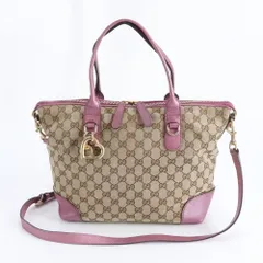 美品 グッチ GGキャンバス ハートビット 269957 レザー 2WAY ショルダーバッグ 斜め掛け トート ピンク レディース EUM DN21-8【中古】
