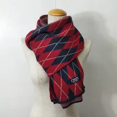 CHAPS Ralph Lauren チャップス アーガイルチェック マフラー アクリル ウール 日本製 防寒 大判 レッド ネイビー B439のサムネイル