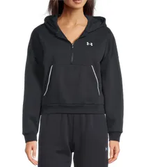 アンダーアーマー レディース アウター パーカー・スウェット フリース Under Armour Coordinating Rival Fleece Piped Long Sleeve 12 Zip Hoodie BlackWhite ホワイト
