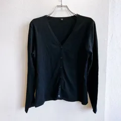 良品✨ インポートアンドセレクト Import & Select ブラック Vネック 薄手 長袖 カーディガン 羽織り 冷房対策 通勤コーデ 学校コーデ きれいめ シンプルコーデ 大人カジュアル 春 トップス 無地 Mサイズ