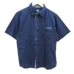 ビームスハート BEAMS HEART カジュアルシャツ ドット 半袖 M 紺 ネイビー /YK