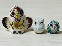 メキシコ トナラ焼き アヒル 鳩 オブジェ 3点セット 置物 陶器 雑貨 お