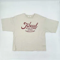 niko and...　ニコアンド　ロゴプリントTシャツ　ライトベージュ　Mサイズ　□〇