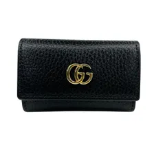 GUCCI グッチ GGマーモント レザー 6連キーケース キーケース 456118 レディース レザー ブラック 中古