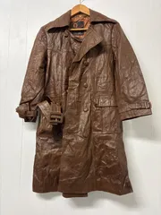 70年代〜90年代頃 ロング　本革　レザー　コート　ベルト　ヴィンテージ