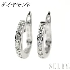 K18WG ダイヤモンド ピアス フープ