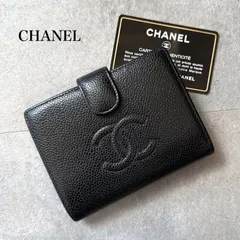 極美品 CHANEL シャネル タイムレスCC ココマーク キャビアスキン がま口財布 二つ折り財布 ブラック 黒 ゴールド金具 レザー コンパクトウォレット