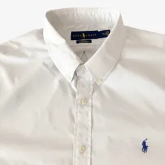 Ralph Lauren(ラルフローレン) ボタンダウンシャツ / XXL / BD ホワイト（無地） / Slim-Fit・Performance（ポリエステル54%・ナイロン46%）