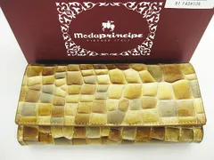 未使用 保管品 Modaprincipe モーダプリンチペ 長財布 ゴールドラメ キューブ柄 ブラウン系総柄 LF005-0217-1