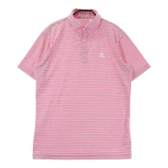 サイズ：L ADIDAS GOLF アディダスゴルフ  ロゴ刺繍入り 半袖ポロシャツ ボーダー柄 ピンク系 [240101628345] ゴルフウェア メンズ ストスト