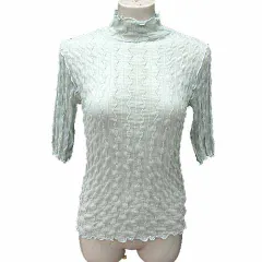 ダブルクローゼット w closet ニット カットソー ハイネック 五分袖 F 緑 ライトグリーン /YK