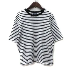 アーバンリサーチ URBAN RESEARCH ITEMS カットソー ボーダー 半袖 38 M 白 ホワイト 黒 ブラック /YI